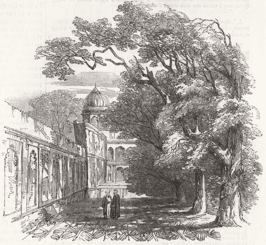 PAKISTAN. Walk, Garden of Shalimar, Lahore 1857 old antique print picture